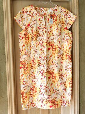 NWT Calvin Klein Sheath Dress Size 20W Multi White/Yellow MSRP $130